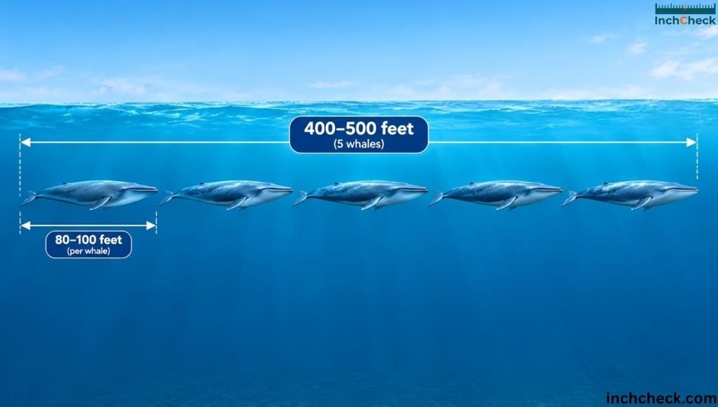 5 Blue Whales Lined Up